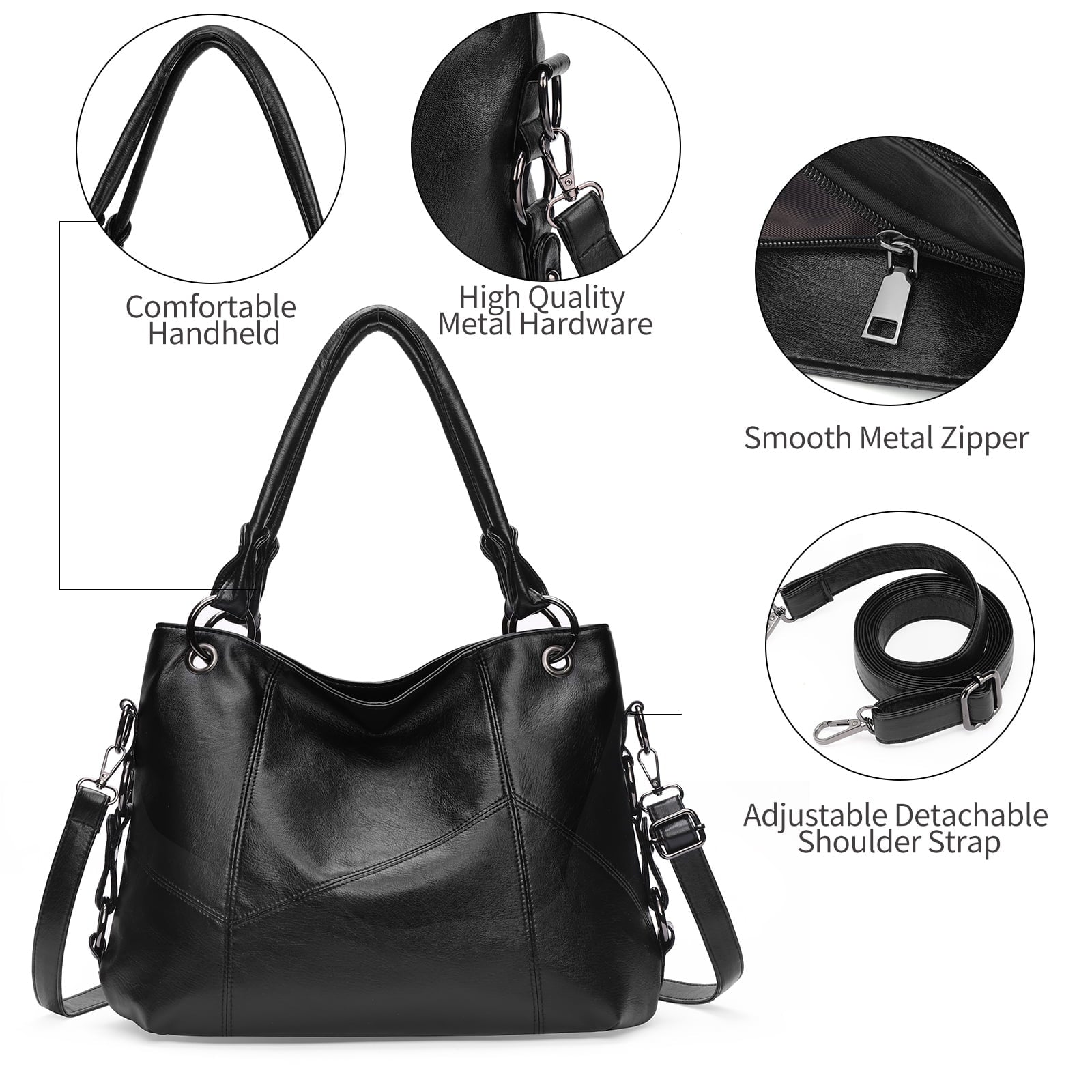 Genuine Leather Hobo Bag for Women Large Tote Shoulder Handbag Satchel for Laptop Work Ladies