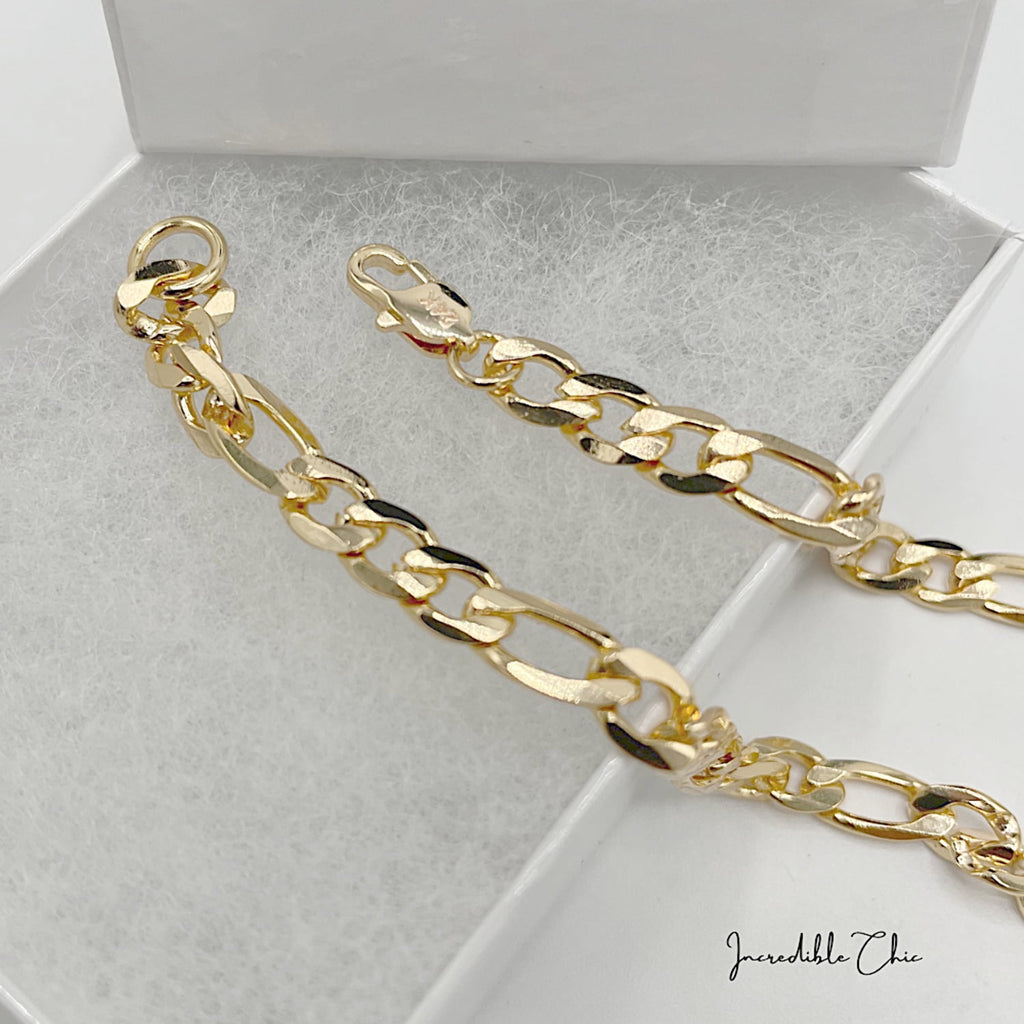 24K Gold Plated Figaro Chain Necklace