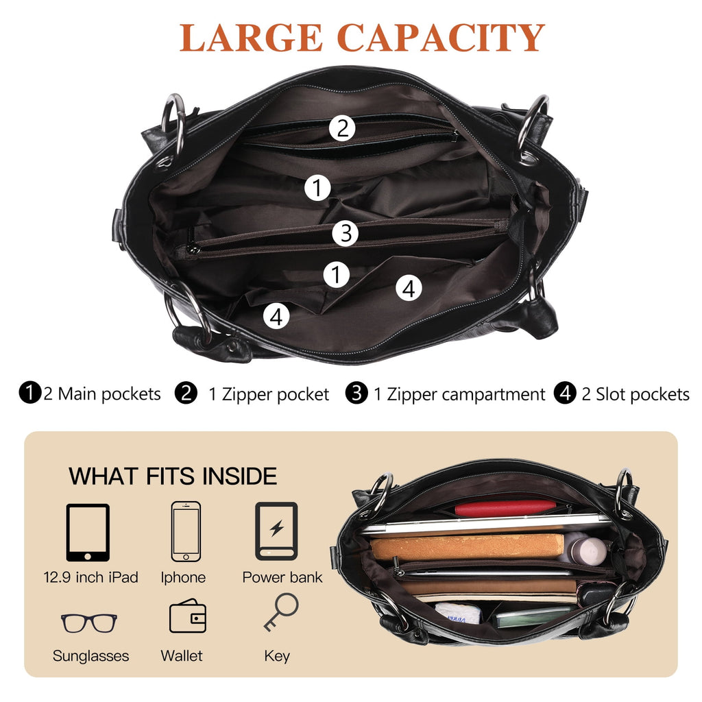 Genuine Leather Hobo Tote Bag for Women