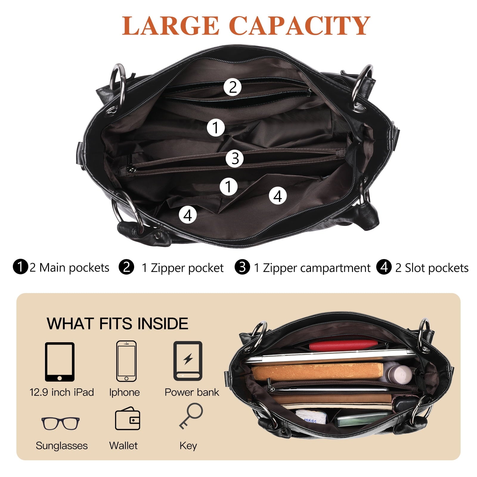 Genuine Leather Hobo Tote Bag for Women