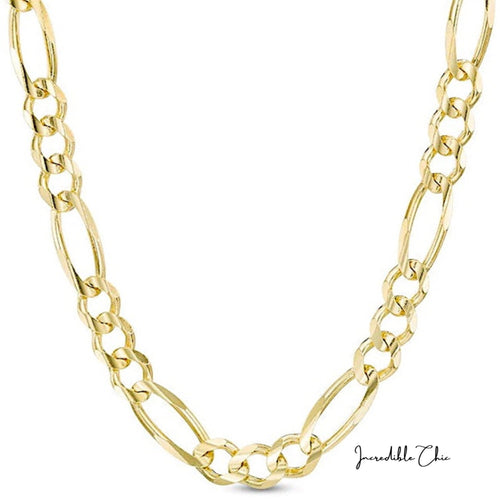 24K Gold Plated Figaro Chain Necklace