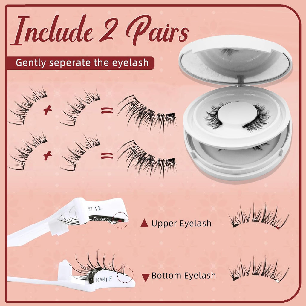 Meylora Magnetic Lashes,Magnetic Lashes,Magnetic Eyelashes with Applicator,Reusable Magnet Eyelashes without Eyeliner Natural Look No Glue Needed (Simple+Iris)