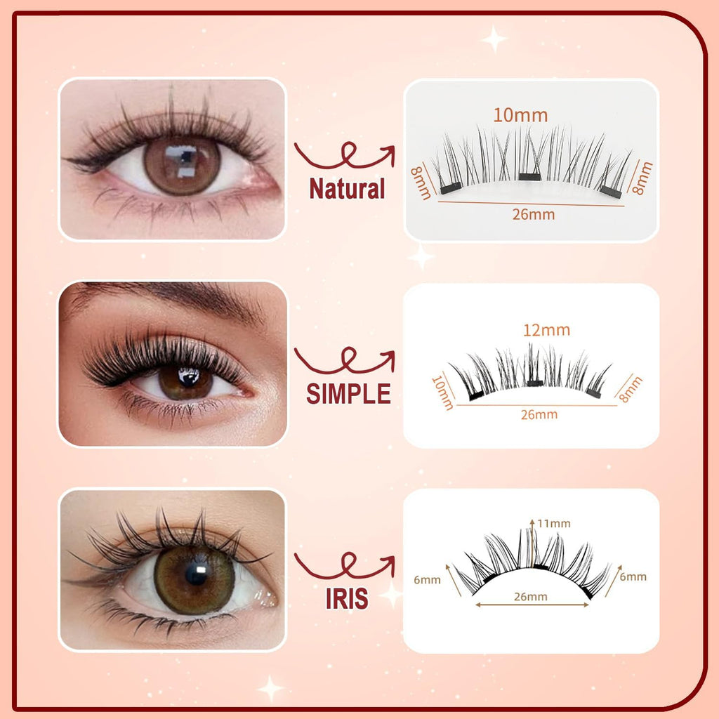 Meylora Magnetic Lashes,Magnetic Lashes,Magnetic Eyelashes with Applicator,Reusable Magnet Eyelashes without Eyeliner Natural Look No Glue Needed (Simple+Iris)