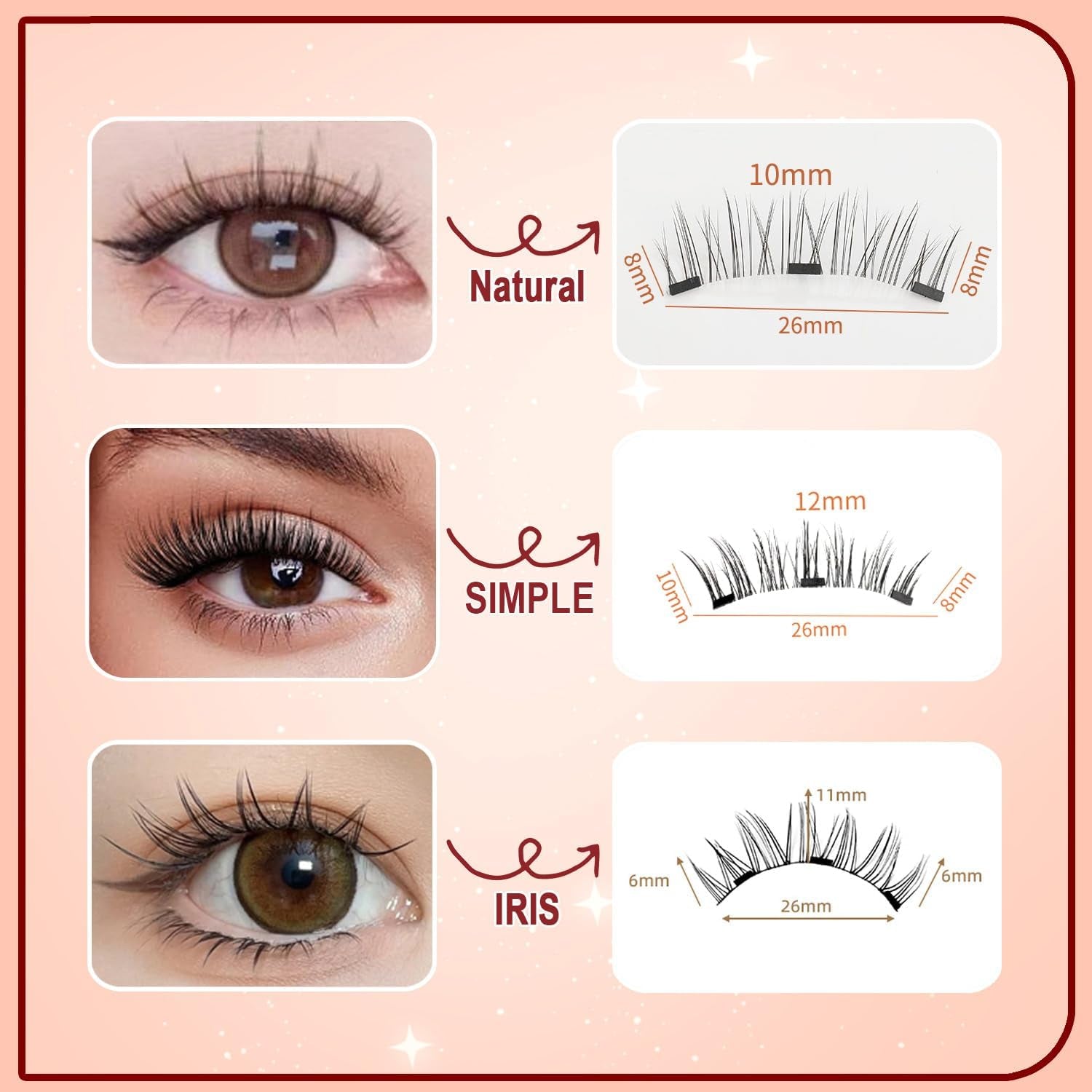 Meylora Magnetic Lashes,Magnetic Lashes,Magnetic Eyelashes with Applicator,Reusable Magnet Eyelashes without Eyeliner Natural Look No Glue Needed (Simple+Iris)