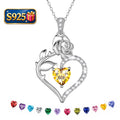 925 Sterling Silver Birthstone Necklace Rose Flower Heart Pendant Jewelry Christmas Valentines Mother'S Day Gifts for Women Mom Wife/Lover