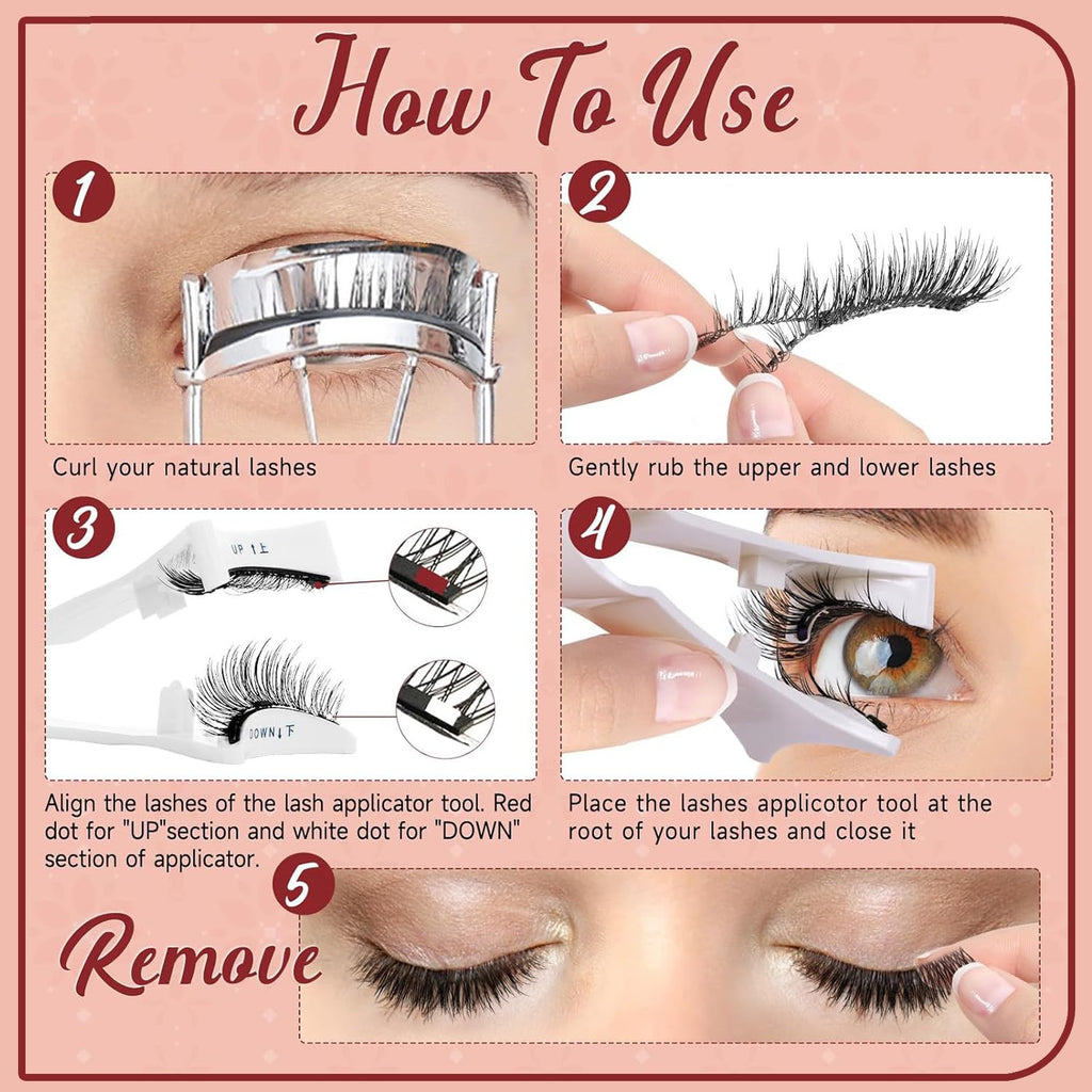 Meylora Magnetic Lashes,Magnetic Lashes,Magnetic Eyelashes with Applicator,Reusable Magnet Eyelashes without Eyeliner Natural Look No Glue Needed (Simple+Iris)